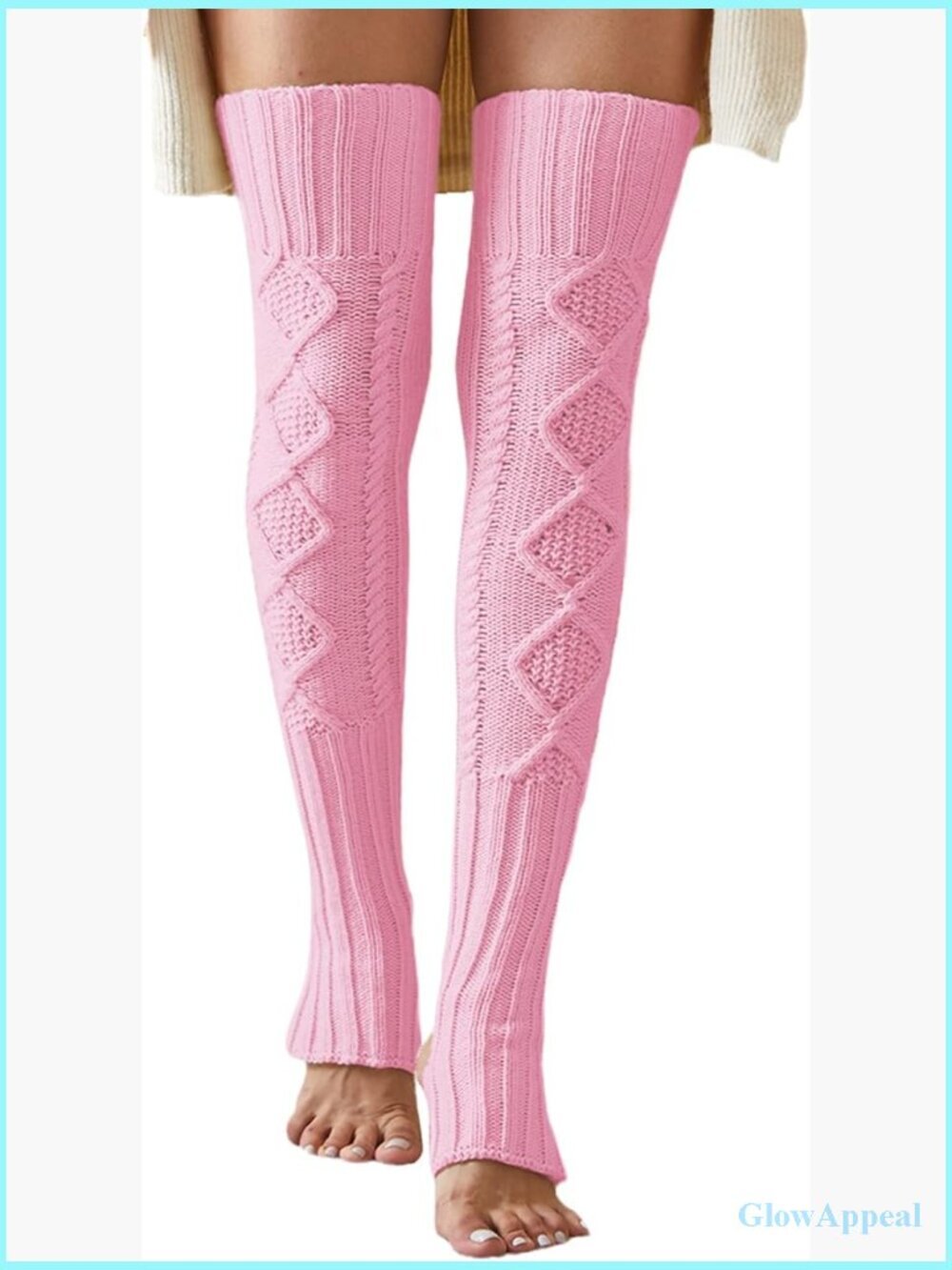 Extra Long Thigh High Knitted Leg Warmers Footless Stirrup Over Knee Socks